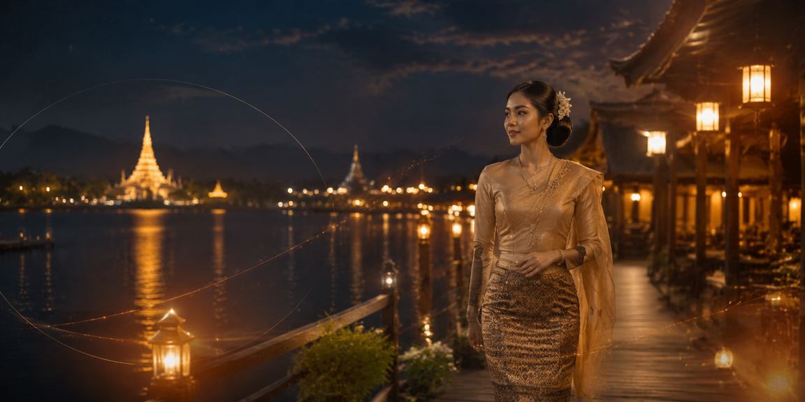 မြန်မာငွေလွှဲအတွက် ညီညာပြင်ဆင်ထားသည့် စိုင်းစိုင်းမြစ်အပေါ် ရွှေဘုရားပုံ